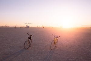 Photo of bikes on the Playa at Burning Man